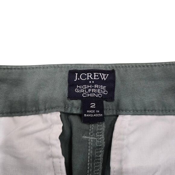 J. Crew Girlfriend Chino Pants Women's‎ 2 Black Green High Rise Straight Stretch - Picture 4 of 6